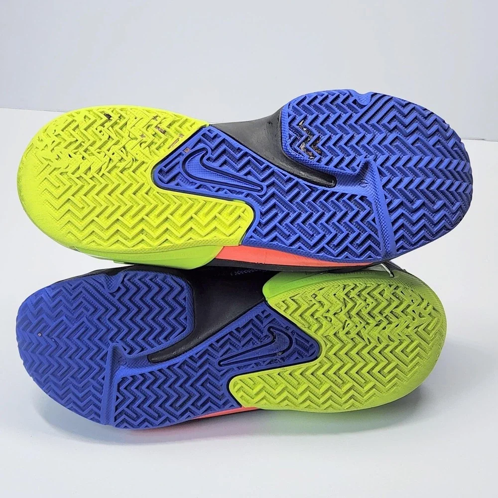 Nike LeBron Shoes Kids Size 2 Blue Black Neon Basketball Sneakers DD0424-405